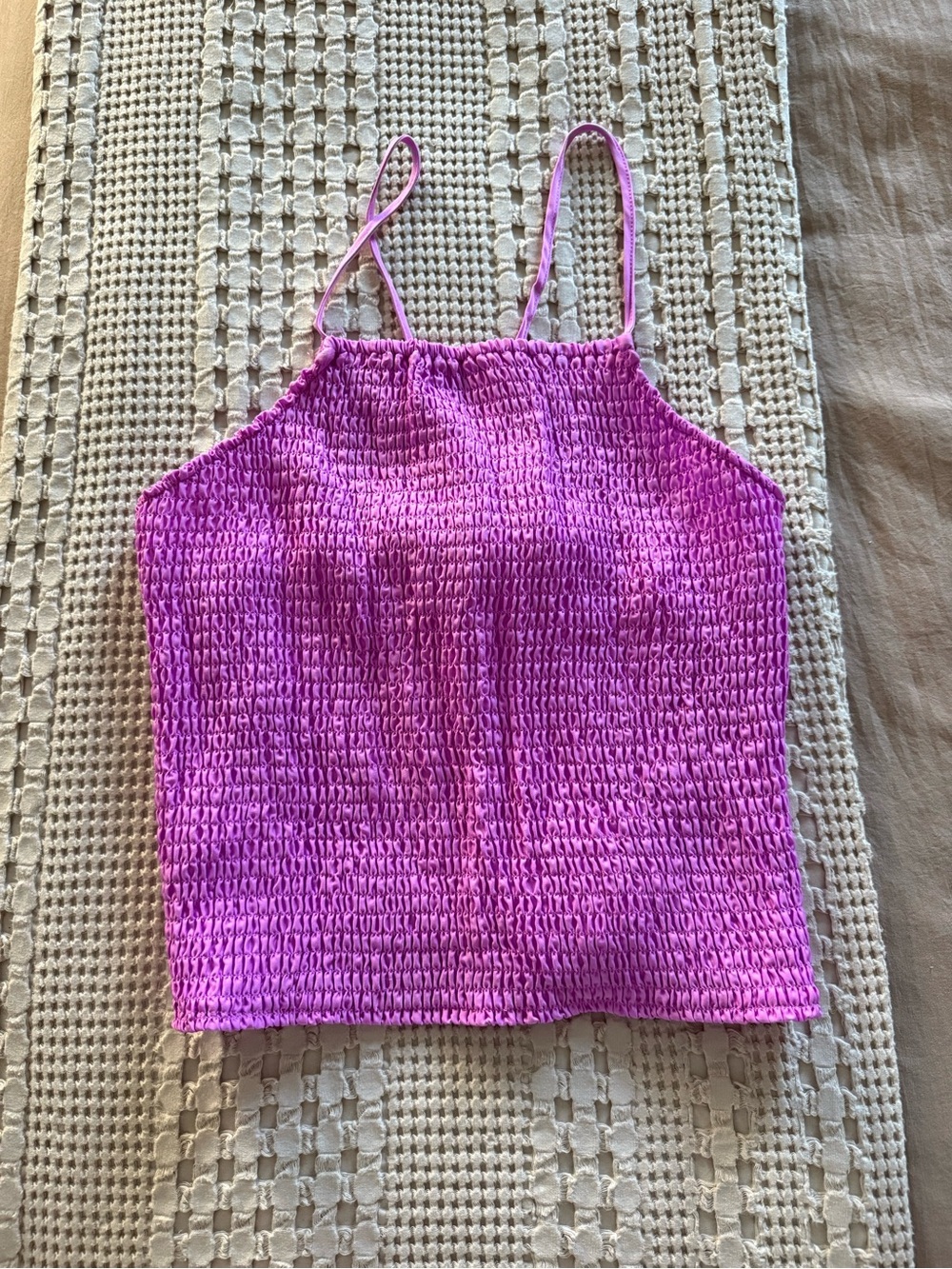 NEW a new day Fuchsia Smocked Cropped Cami Tank Size L